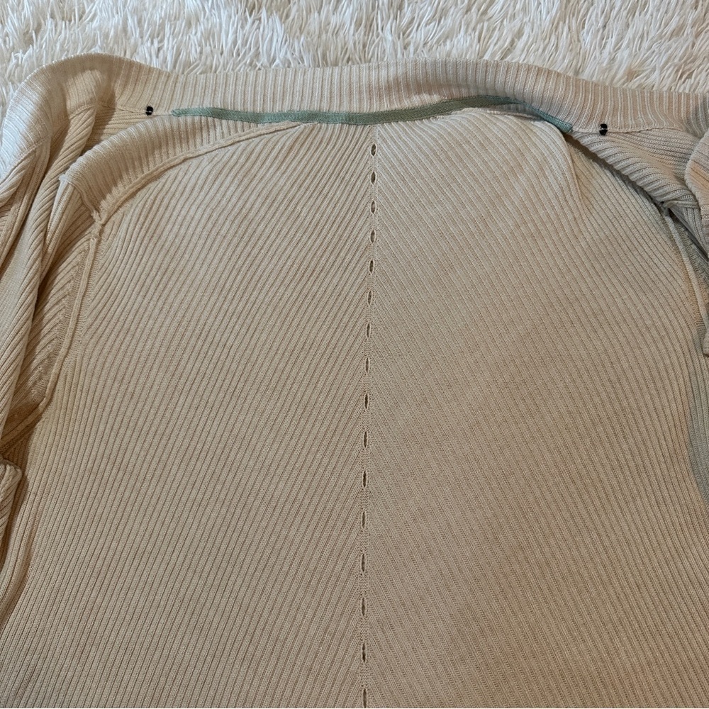 Lululemon Ribbed Wrap It Up Cardigan Sweater Beige Open Front Longline Size 12 - Picture 11 of 16